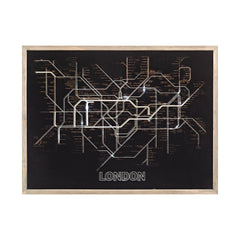 Sterling Industries Tubetime Grey with Black 24-Inch Wood and Glass London Tubemap Wall Decor