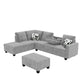 Remi Light Gray Velvet Reversible Sectional Sofa w/ Dropdown Table, Charging Ports By Lilola Home | Sofas | Modishstore-5