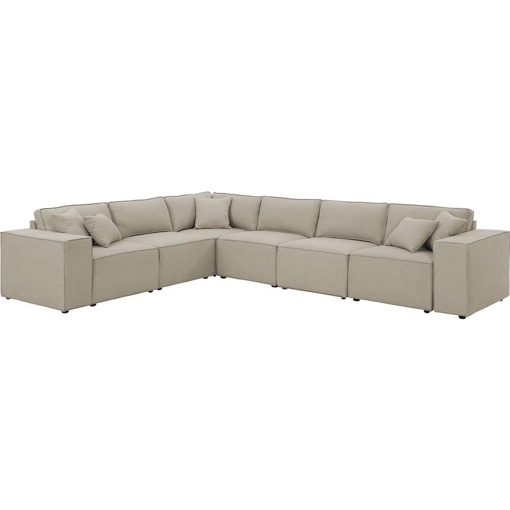 Janelle Modular Sectional Sofa in Beige Linen By Lilola Home | Sofas | Modishstore