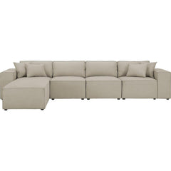 Ermont Sofa with Reversible Chaise in Beige Linen By Lilola Home