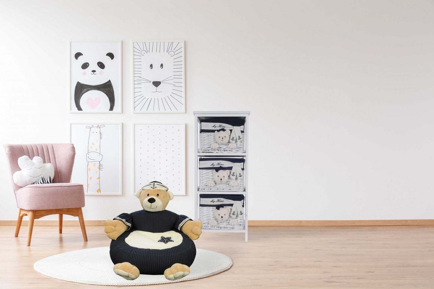 WhiteBlueNavy Bear Chair By Homeroots | Lounge Chairs | Modishstore - 2