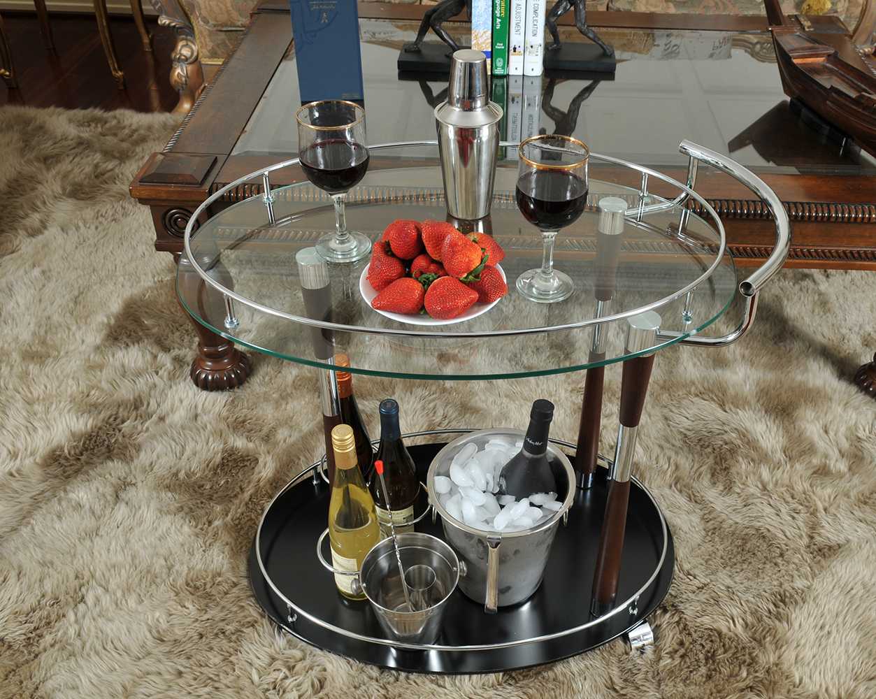 Chrome Serving Trolley By Homeroots | Bar Carts | Modishstore - 5
