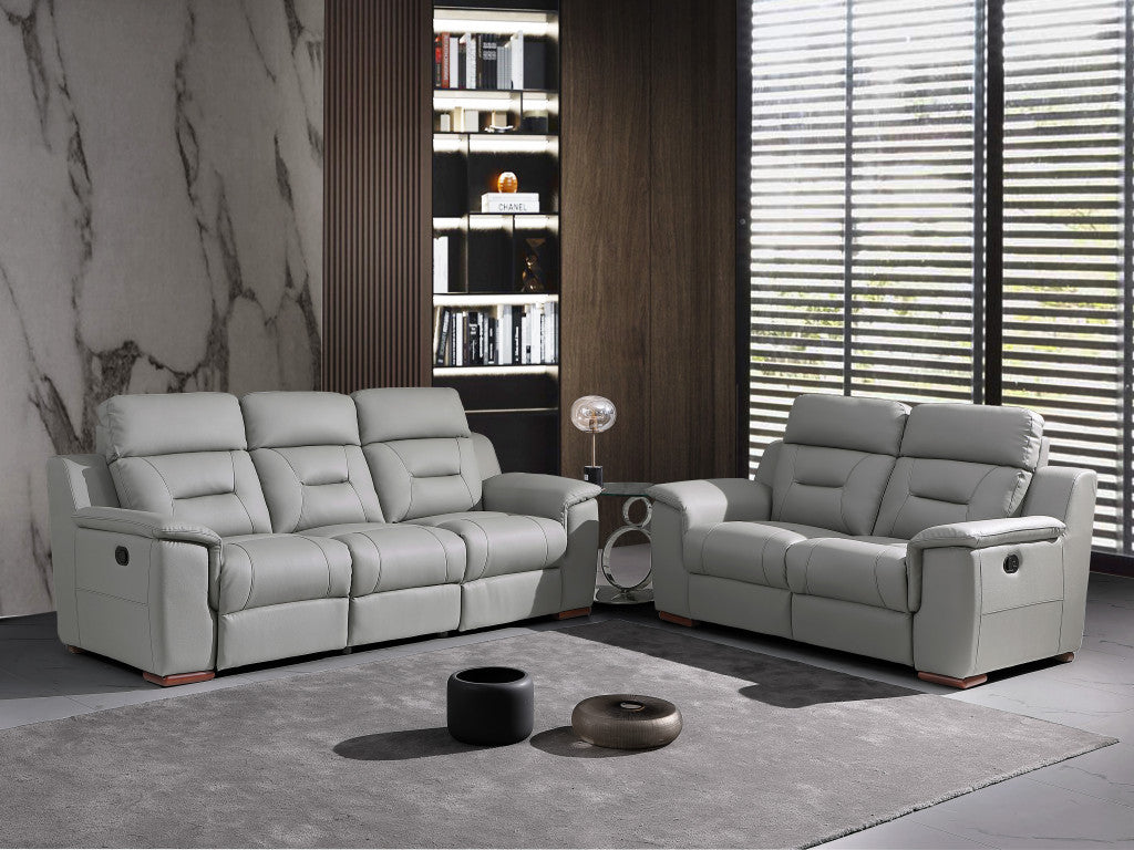 Two Piece Gray Leather Match Five Person Seating Set By Homeroots | Sofa Set | Modishstore - 5