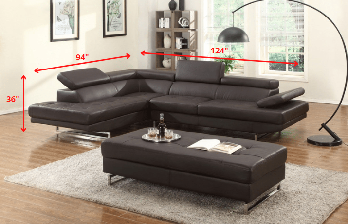 124" X 94" X 36" Brown Sectional LAF By Homeroots | Sectional | Modishstore - 2