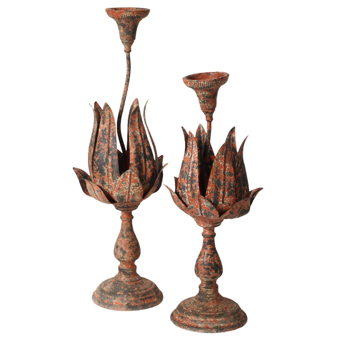 A&B Home Metal Flower Design Candleholders - Set Of 2 | Candle Holders | Modishstore