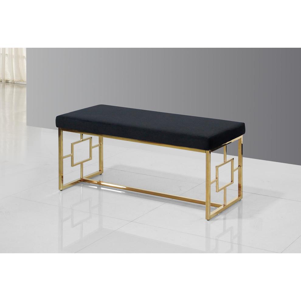Blue and Gold Stainless Steel Bench By Best Master Furniture | Stools & Benches |  Modishstore  - 4