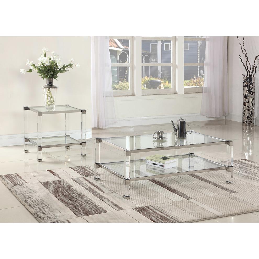 Silver With Glass Living Room Coffee Table By Best Master Furniture | Coffee Tables |  Modishstore  - 3