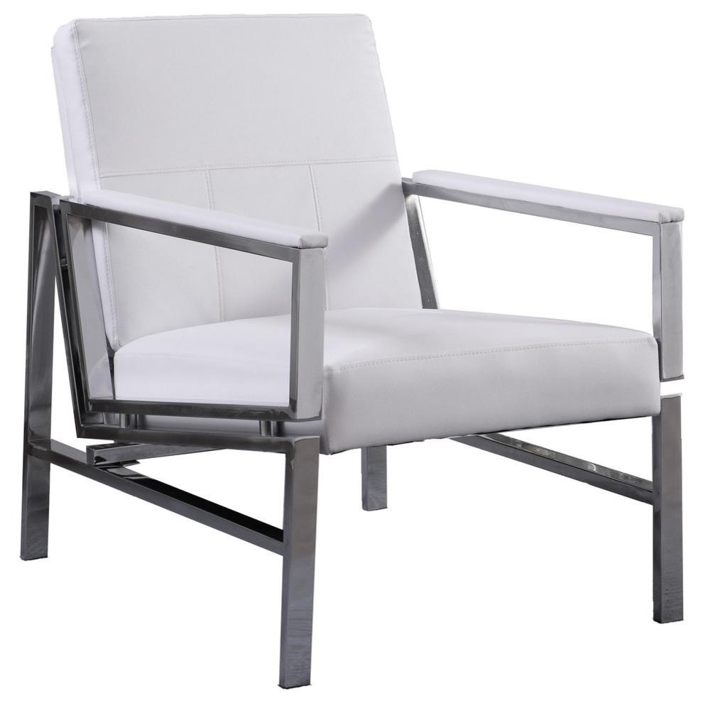 Leather and Stainless Steel Accent Chair By Best Master Furniture | Accent Chairs |  Modishstore 