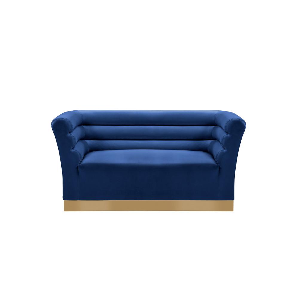Livingston Blue Velour Loveseat with Gold Trim By Best Master Furniture | Loveseats |  Modishstore  - 3