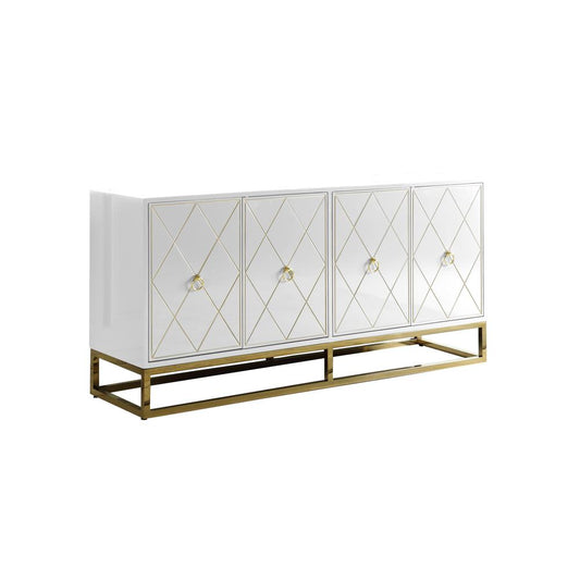 Senior White Lacquer w/ Gold Plated Sideboard By Best Master Furniture | Sideboards |  Modishstore 