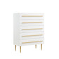 Bellanova White 5-Drawer Chest with Gold Accents By Best Master Furniture | Drawers |  Modishstore 