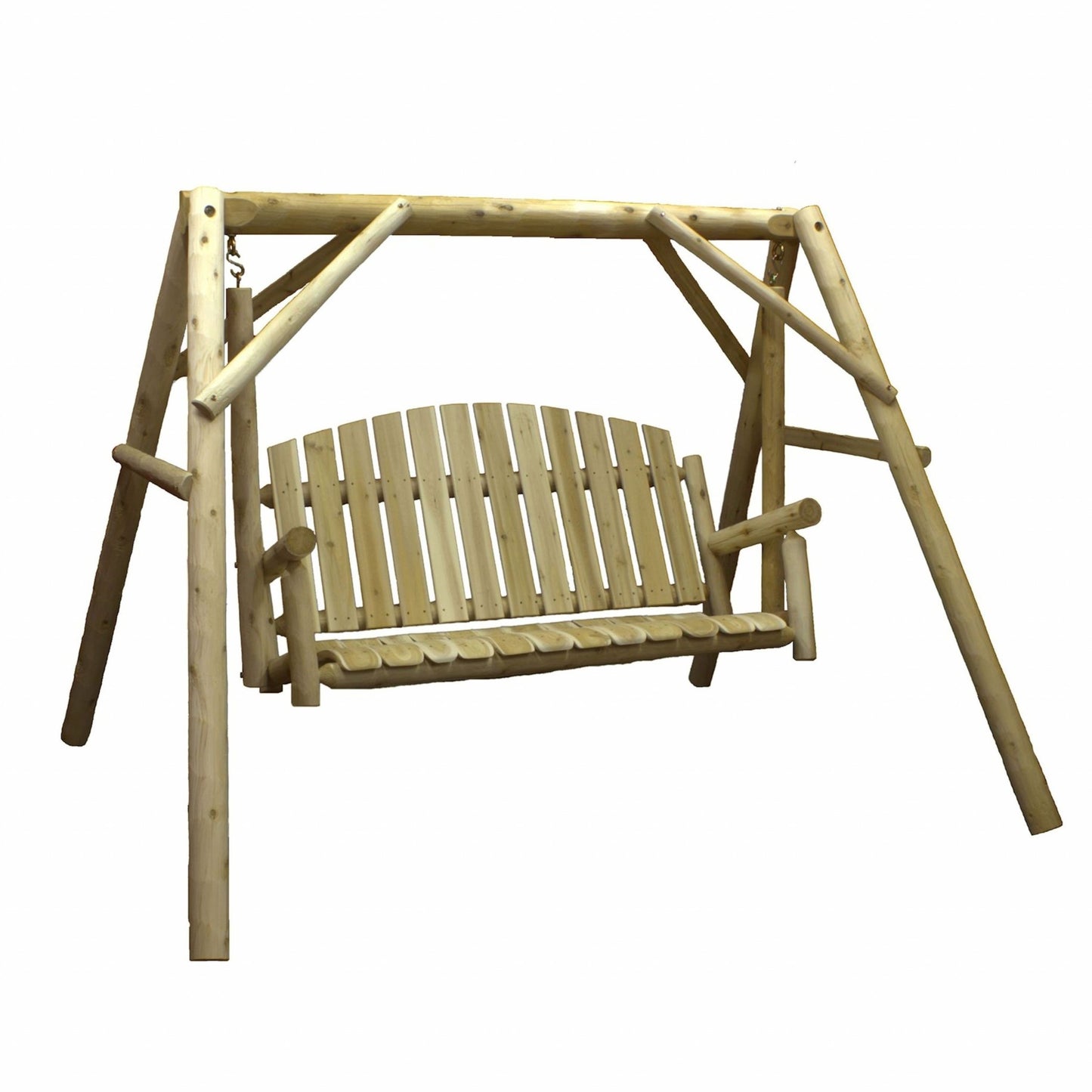 Natural Wood Yard Swing By Homeroots - 370273 | Outdoor Porch Swings | Modishstore - 2