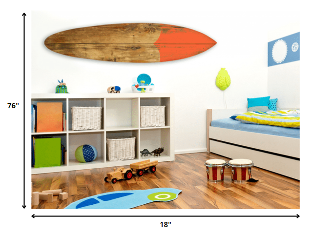 Wood Brown Surf On Surfboard Wall Art By Homeroots | Wall Decor | Modishstore - 2