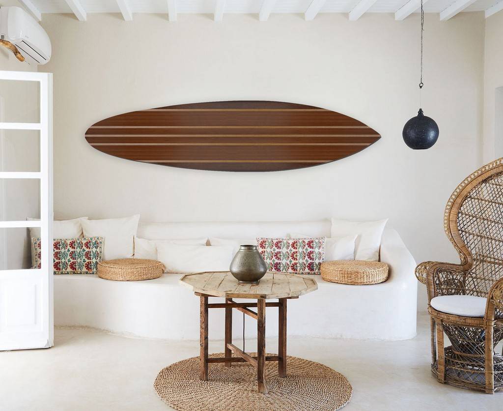 Multi Tonal Brown Stripe Surfboard Wall Art By Homeroots | Wall Decor | Modishstore - 4