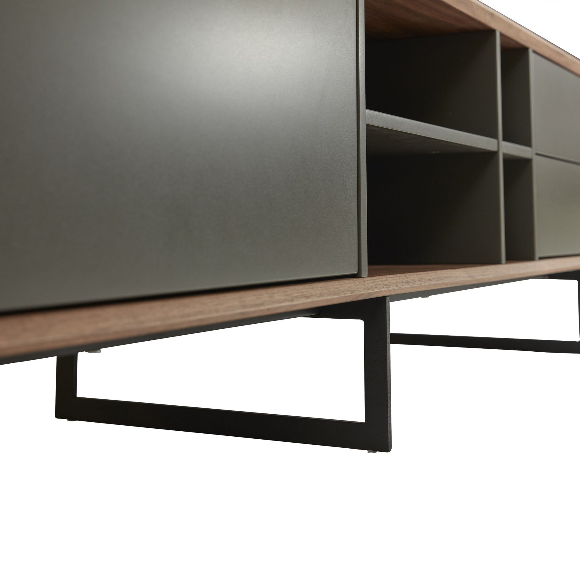 Media TV Stand in Walnut and Dark Gray By Homeroots | TV Stands | Modishstore - 4