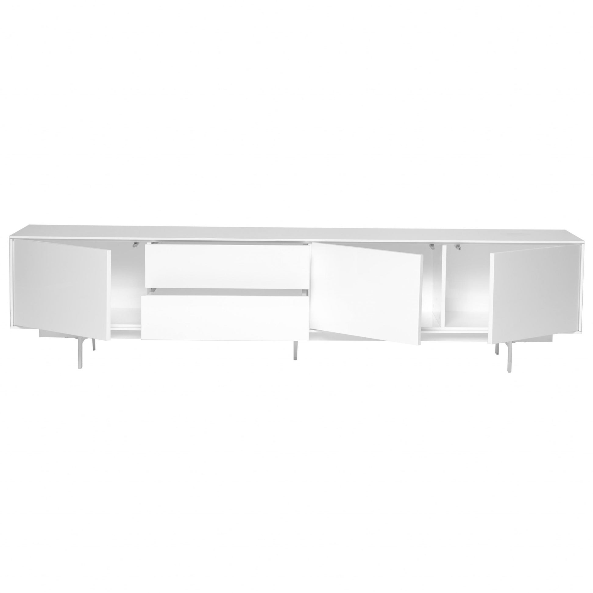Crisp High Gloss White Lacquer Media TV Stand By Homeroots | TV Stands | Modishstore - 4
