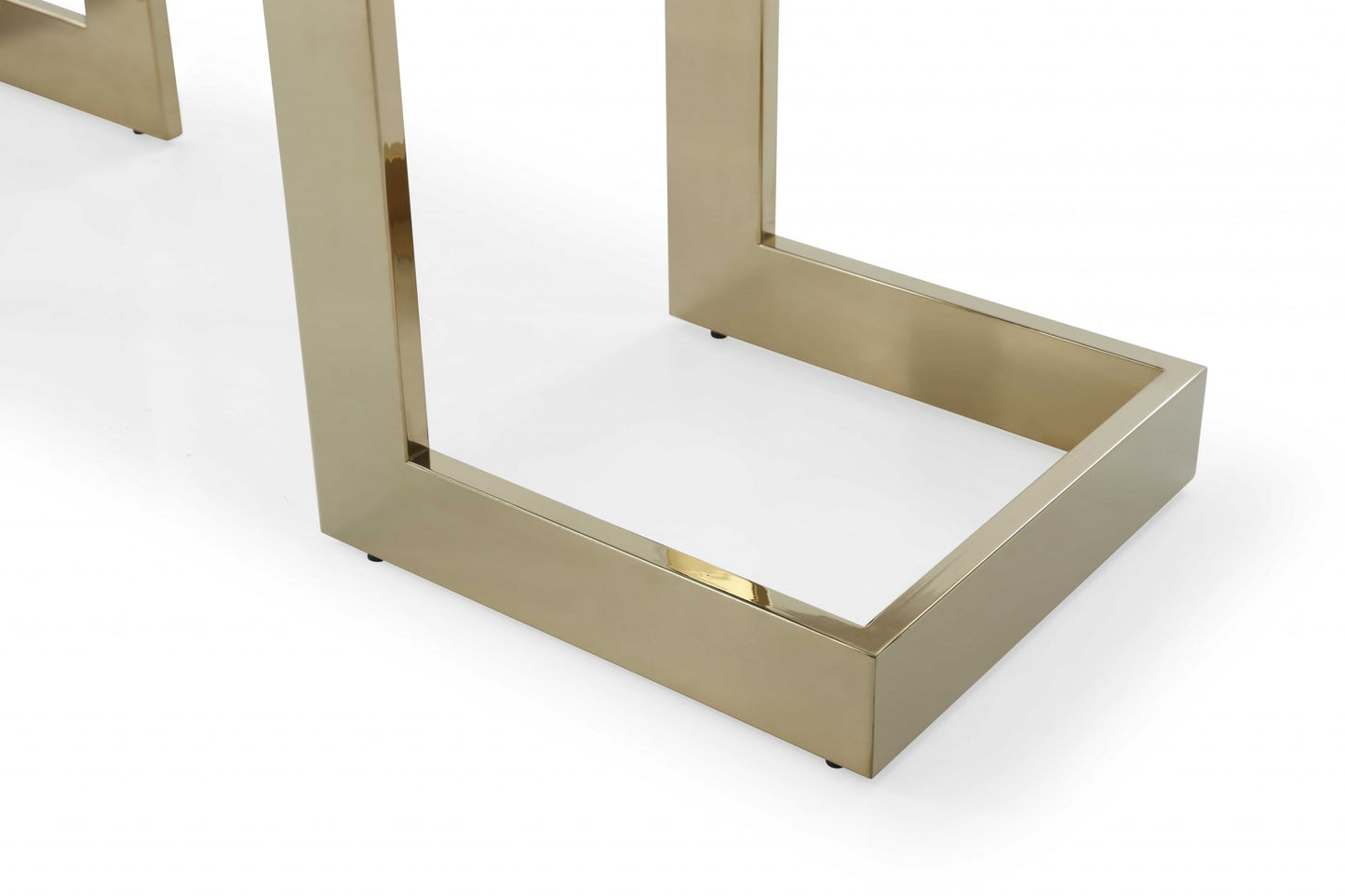 Polished Gold Glass Stainless Steel Dining Table By Homeroots | Dining Tables | Modishstore - 6