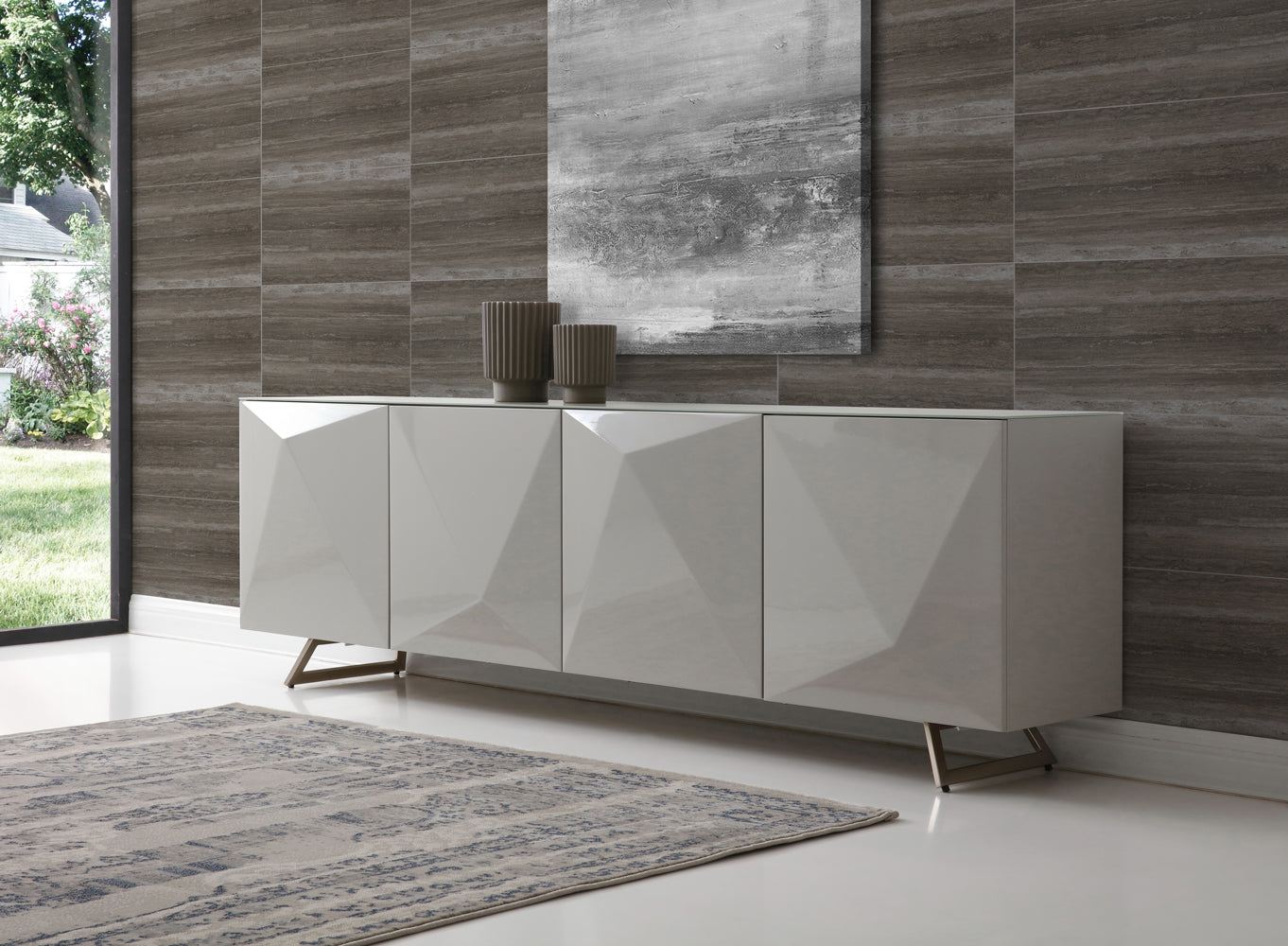 Grey Glass Buffet By Homeroots | Sideboards | Modishstore - 3