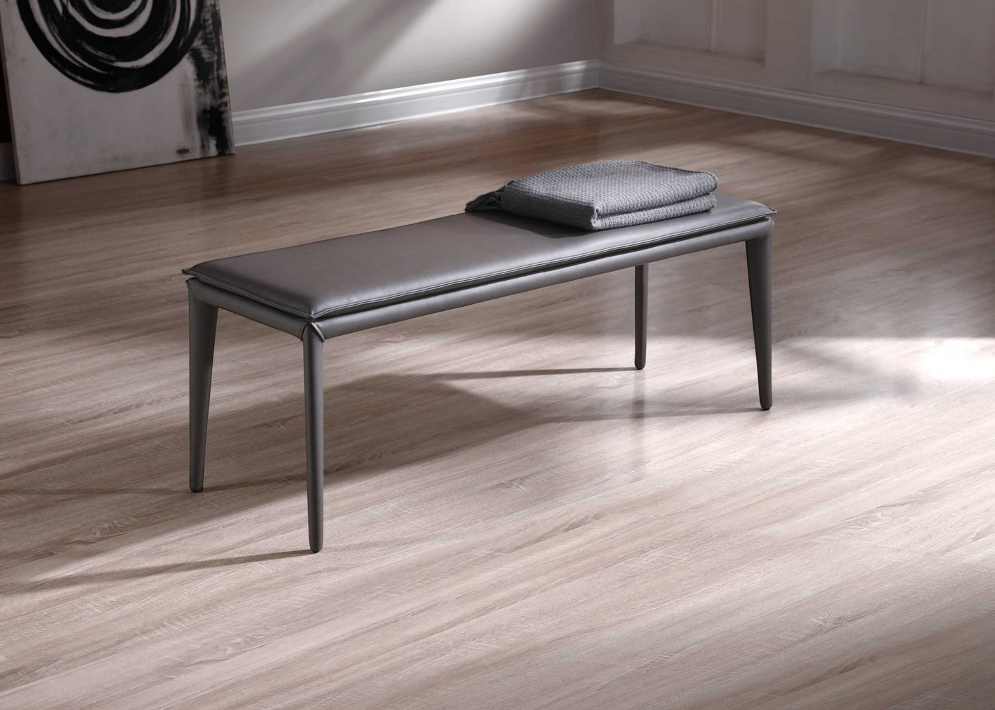 Dark Grey FauLeather Bench By Homeroots | Benches | Modishstore - 3