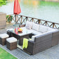 Brown Piece Outdoor Sectional Set with Cushions By Homeroots | Outdoor Sofas, Loveseats & Sectionals | Modishstore - 3