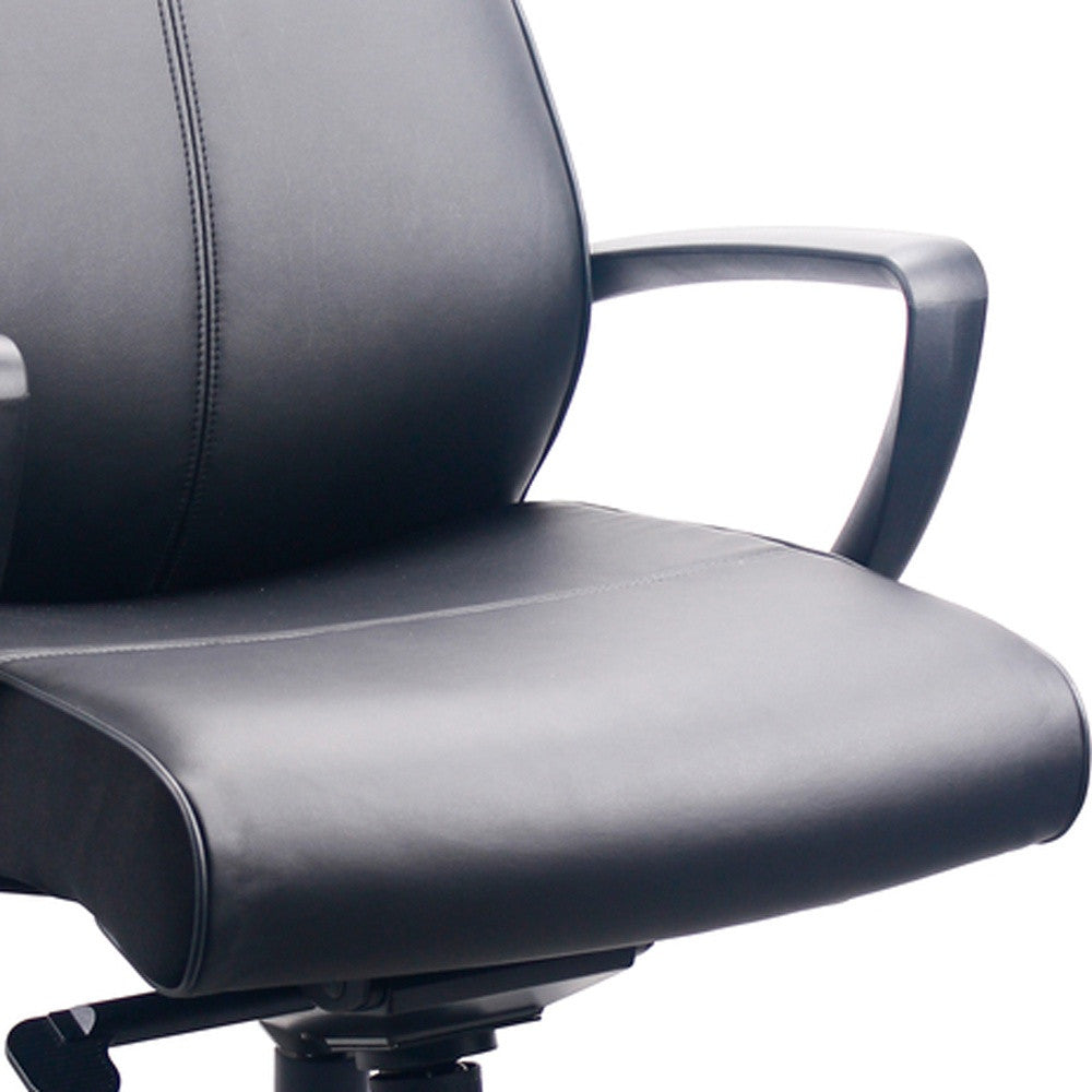 Black Leather Chair By Homeroots - 372455 | Office Chairs | Modishstore - 5