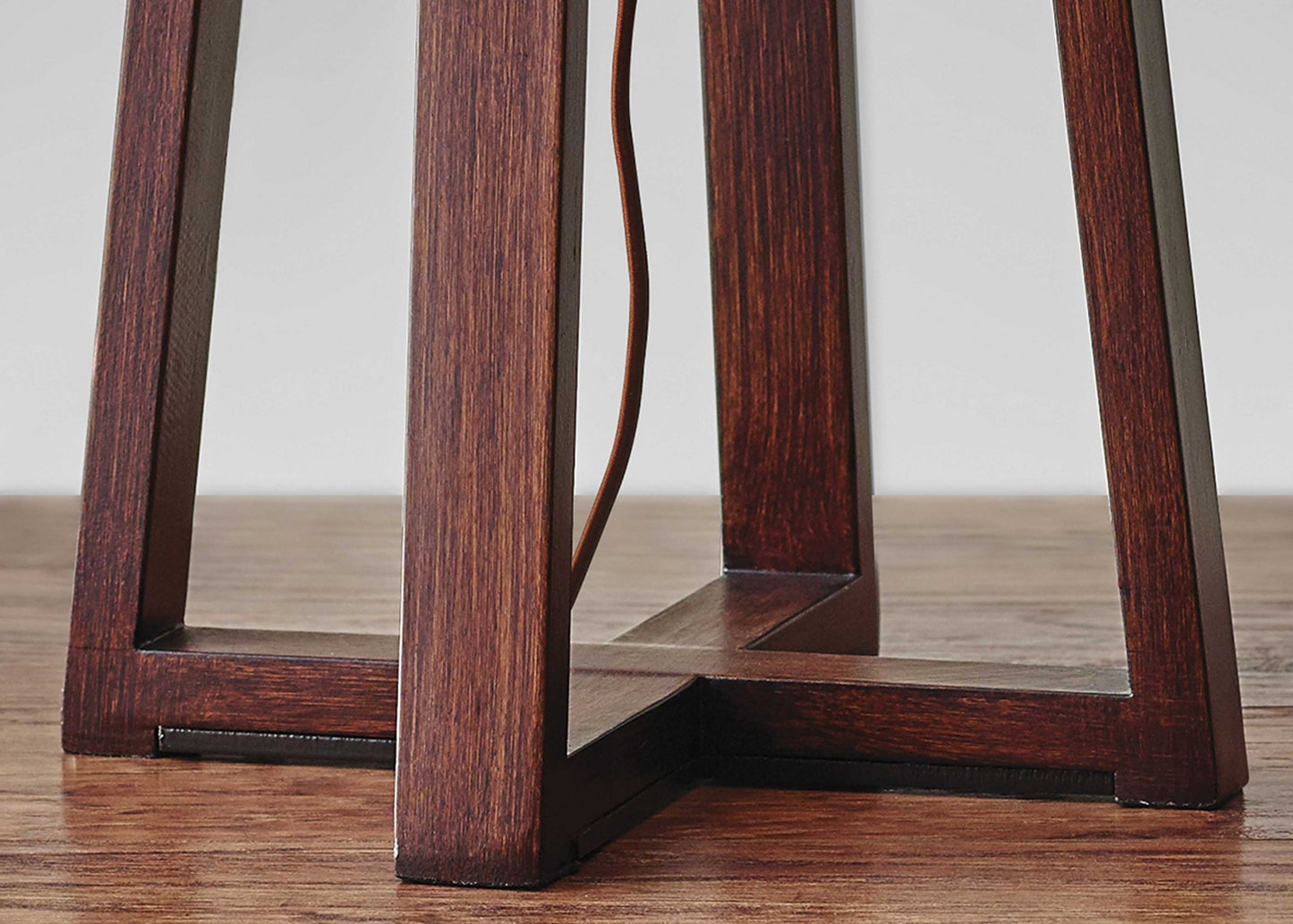 Walnut Wood Finish Linen Fabric Shade Table Lamp By Homeroots | Table Lamps | Modishstore - 3