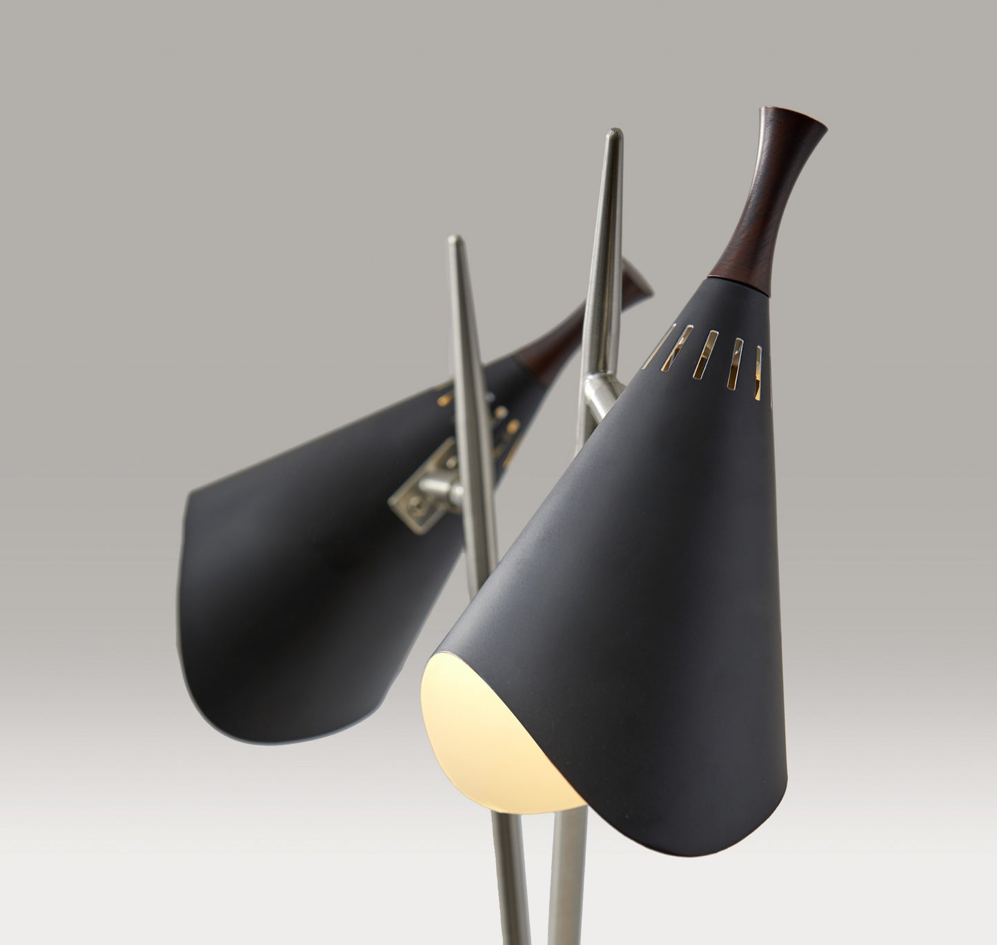 Matte Black Metal Two Light Desk Lamp Smart Outlet Compatible By Homeroots | Desk Lamps | Modishstore - 4