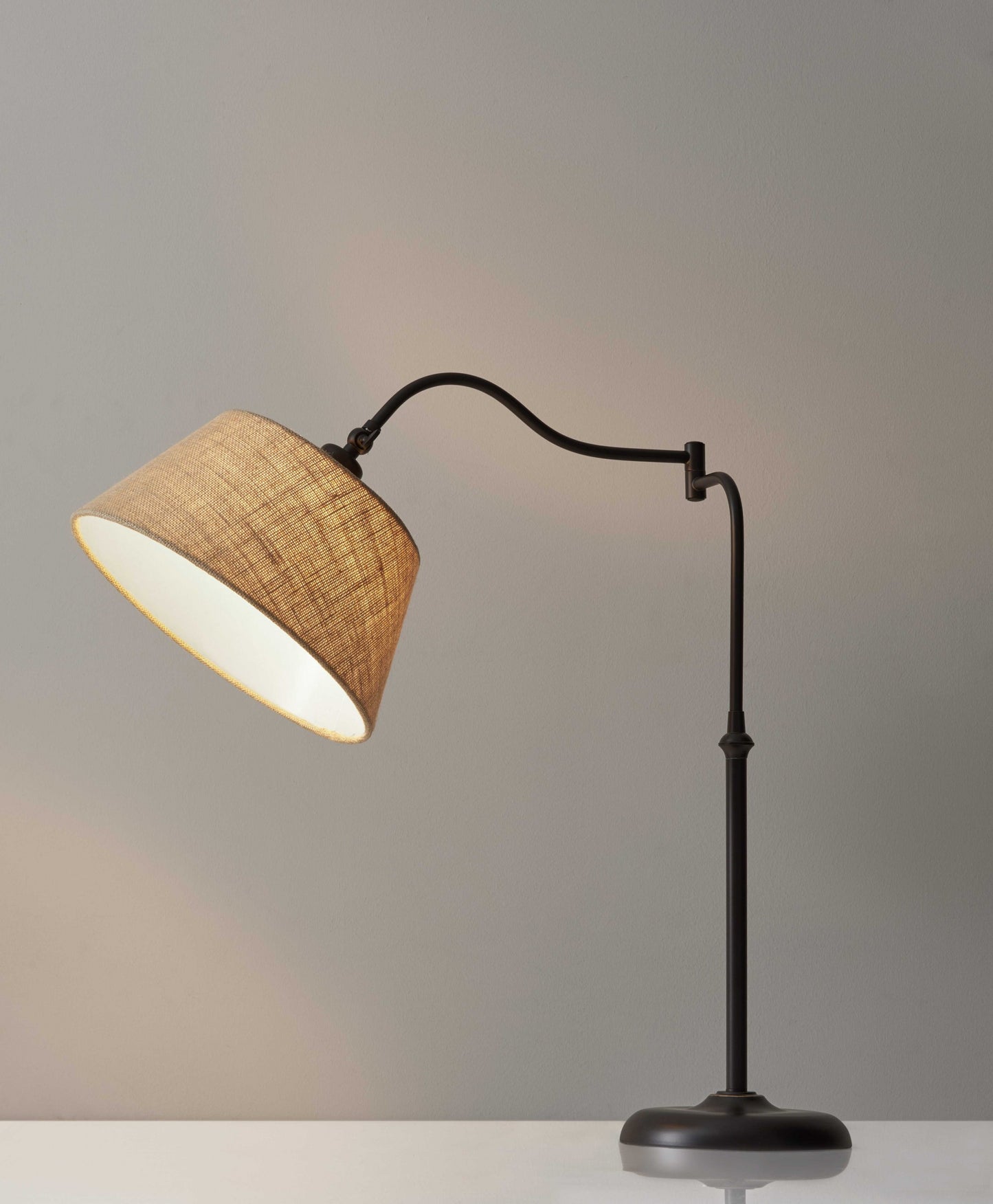 Dark Bronze Metal Swing Arm Adjustable Table Lamp By Homeroots | Table Lamps | Modishstore - 2