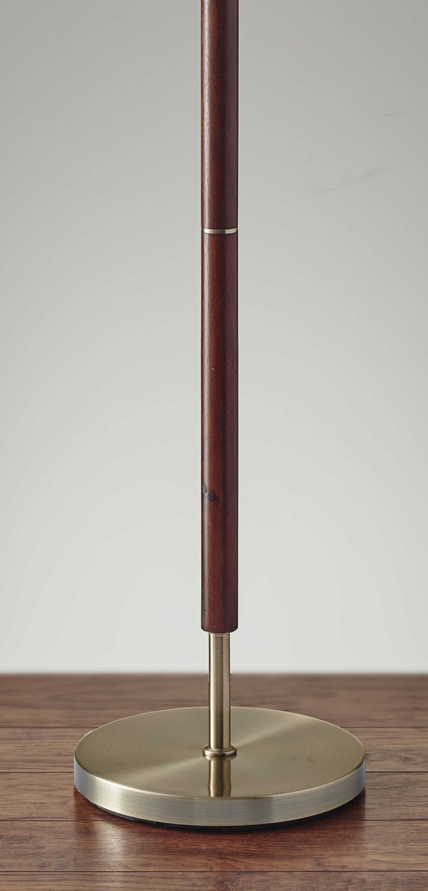 Mid-Century Modern Floor Lamp with Antique Brass and Walnut Wood Accents By Homeroots | Floor Lamps | Modishstore - 3