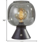Smoked Glass Globe Shade with Vintage Edison Bulb and Matte Black Metal Table Lamp By Homeroots
