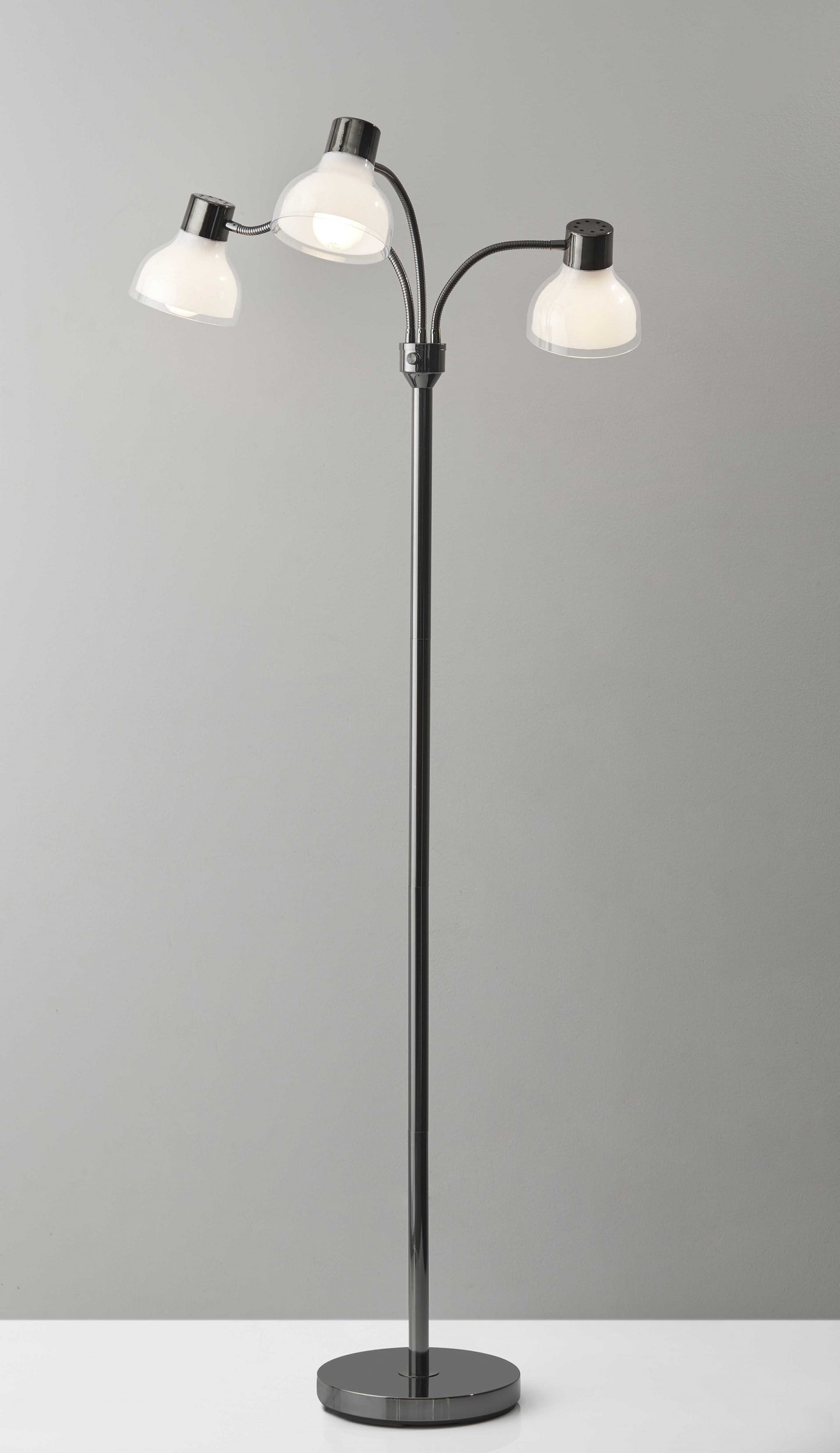 Adjustable Three Light Floor Lamp in Black Nickel Finish With Frosted Inner Shades | Floor Lamps | Modishstore - 2