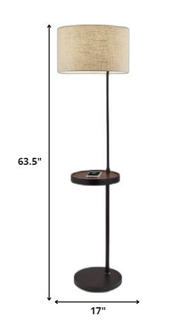 Matte Black Metal Floor Lamp With Wireless Charging Task Shelf By Homeroots - 372633 | Floor Lamps | Modishstore - 6
