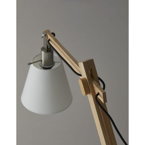 Natural Wood Floor Lamp with Adjustable Hinged Arm By Homeroots | Floor Lamps | Modishstore - 5