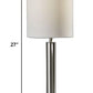 Brushed Steel Metal Stout Pole with Tall Silk Shade Table Lamp By Homeroots