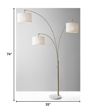 Three Light Floor Lamp Brass Metal Arc Arms | Floor Lamps | Modishstore - 3