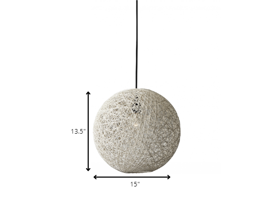 Groovy Rattan String Shade Large Pendant Light By Homeroots | Pendant Lamps | Modishstore - 3
