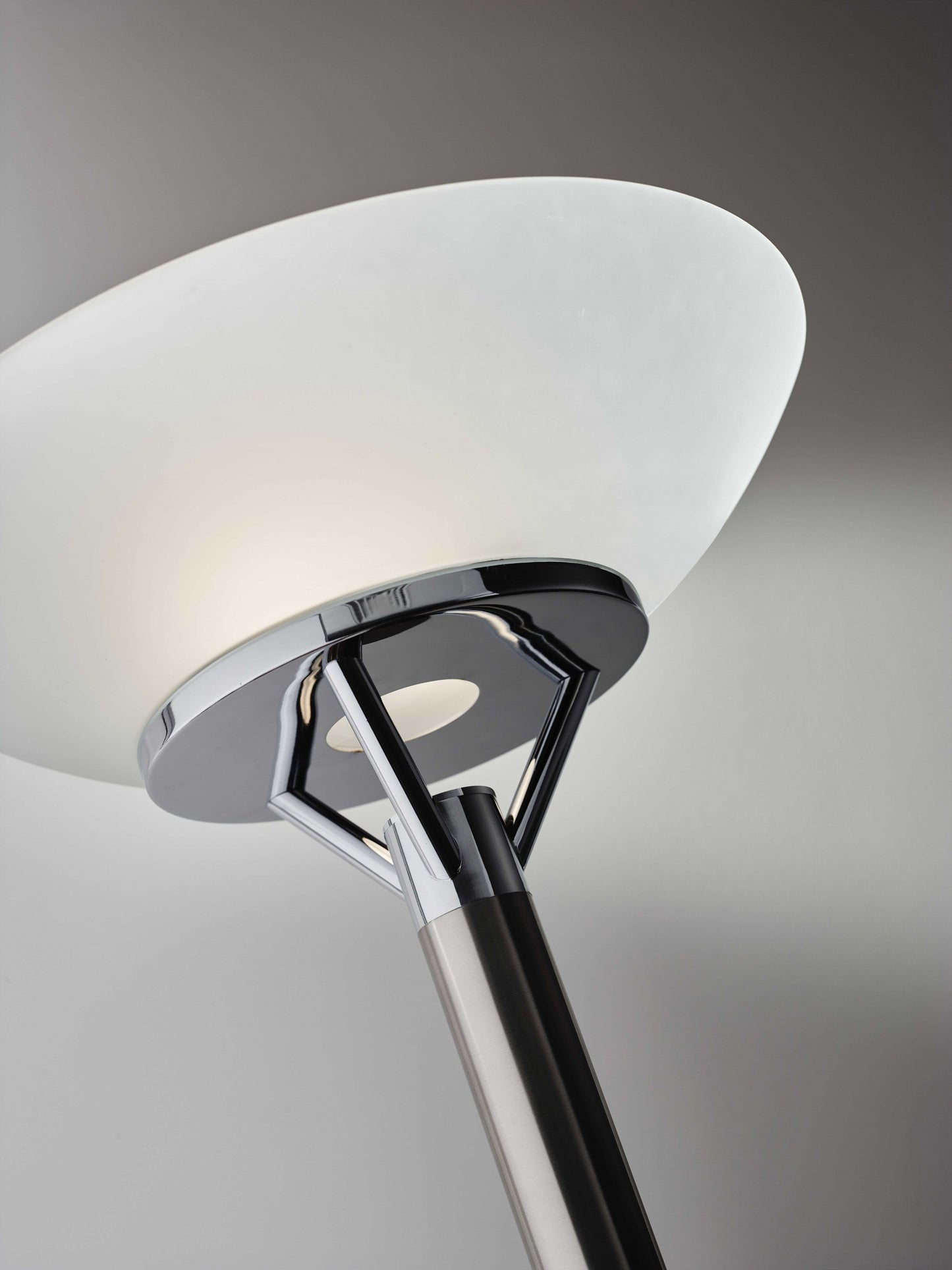 Frosted Glass Shade Uplighting Torchiere in Brushed Steel By Homeroots | Floor Lamps | Modishstore - 2