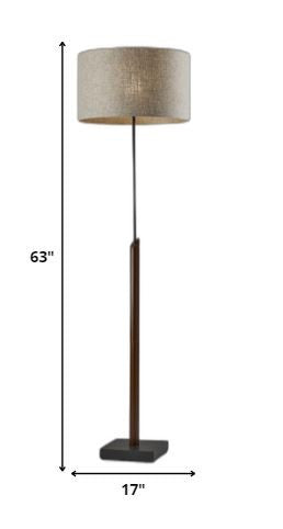 Sculptural Wood Floor Lamp with Black Metal Accents By Homeroots | Floor Lamps | Modishstore - 5