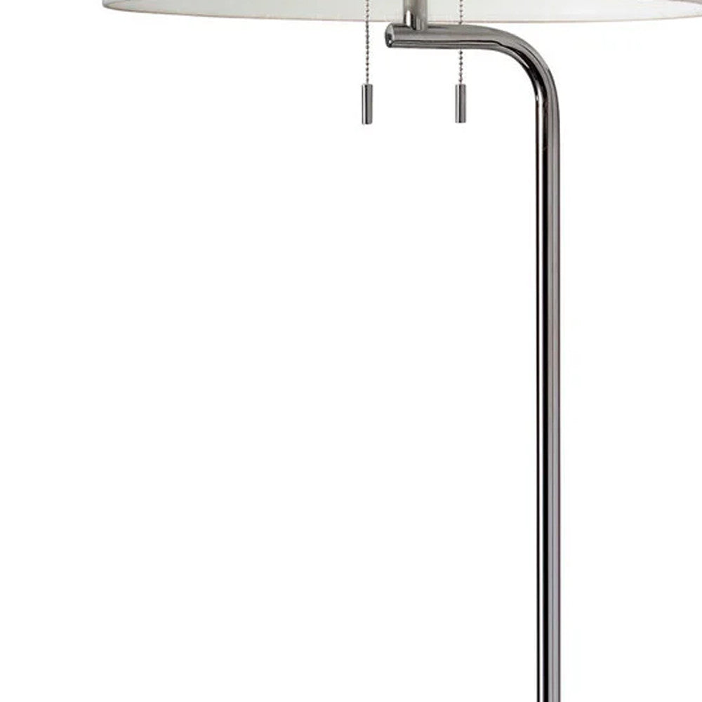 Looped Chrome Floor Lamp with Glass Cocktail Tabletop By Homeroots | Floor Lamps | Modishstore - 3