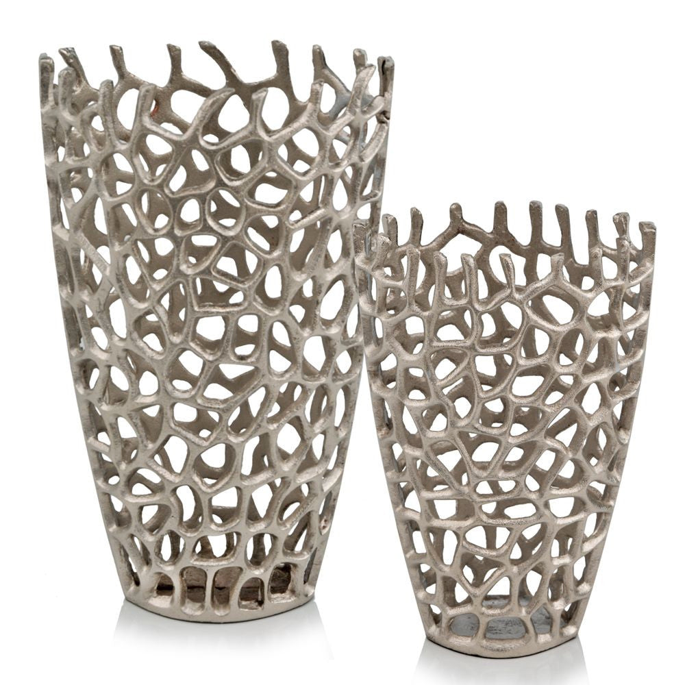 Silver Aluminum Branch Twig Large Table Vase By Homeroots | Vases | Modishstore - 2