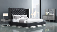 Black Faux Leather Bed King By Homeroots