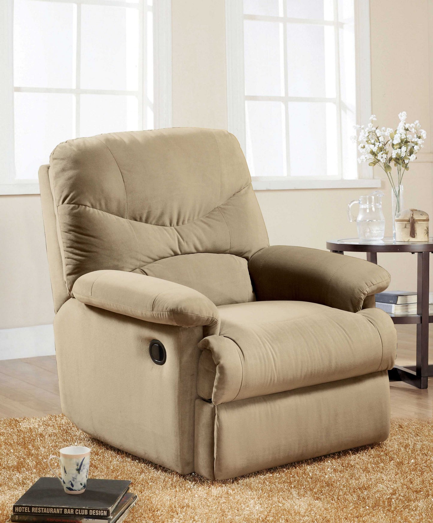 Beige Microfiber Recliner (Motion) By Homeroots | Recliners | Modishstore