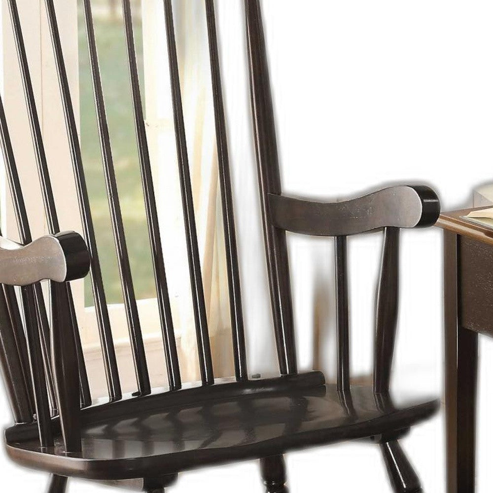 Black Wood Rocking Chair By Homeroots | Rocking Chairs | Modishstore - 5