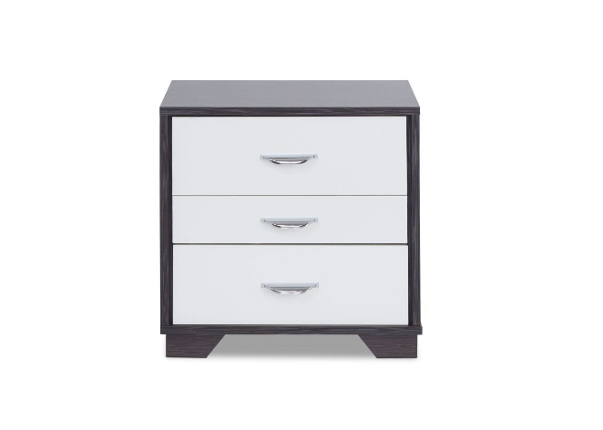 Black And White Metal 3 Drawer Nightstand By Homeroots | Nightstands | Modishstore - 4