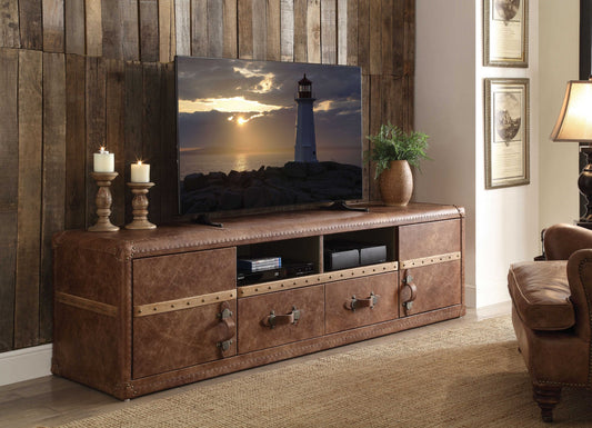 Retro Brown Leather Tv Stand By Homeroots