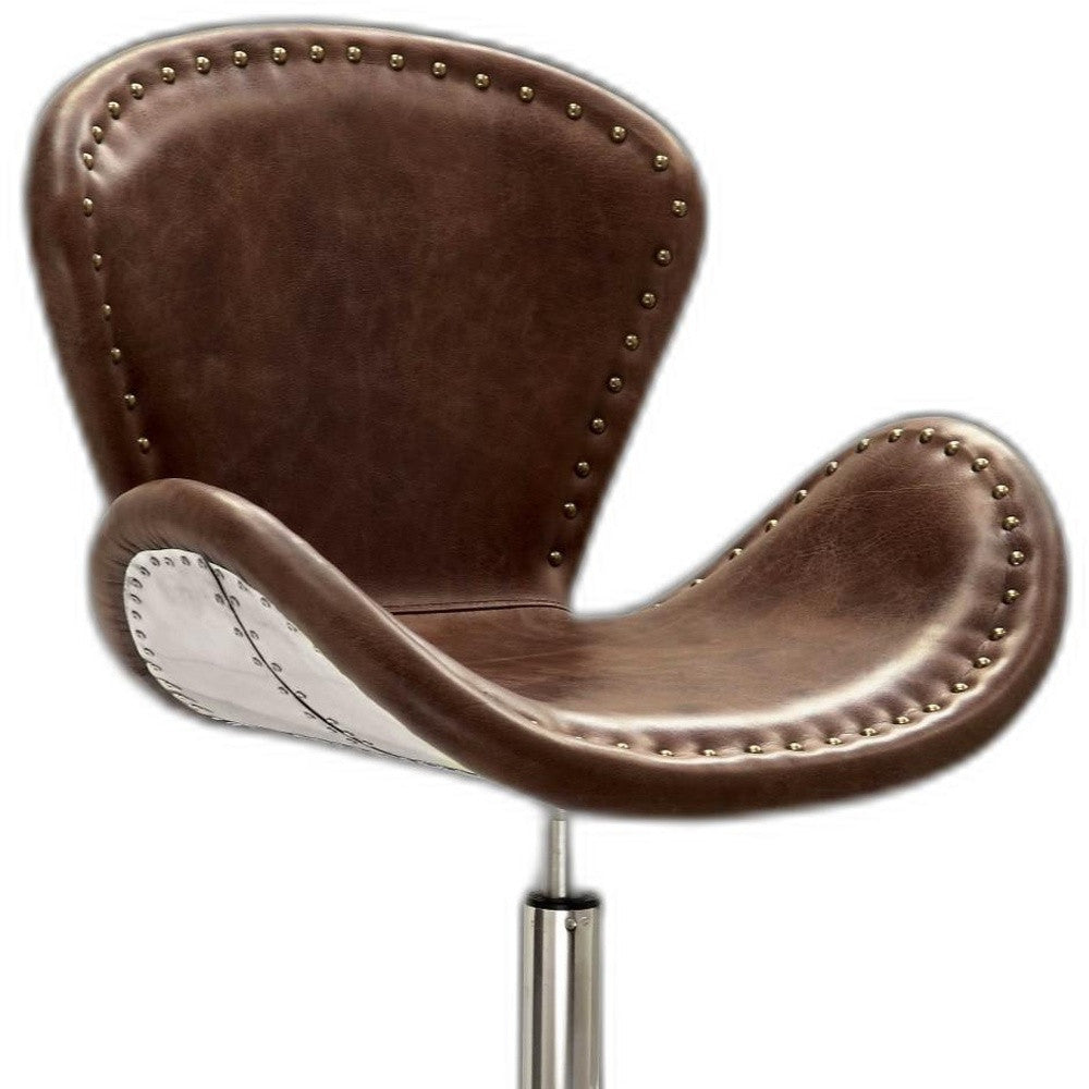 Retro Brown Leather Accent Chair (1Pc) By Homeroots | Accent Chairs | Modishstore - 4