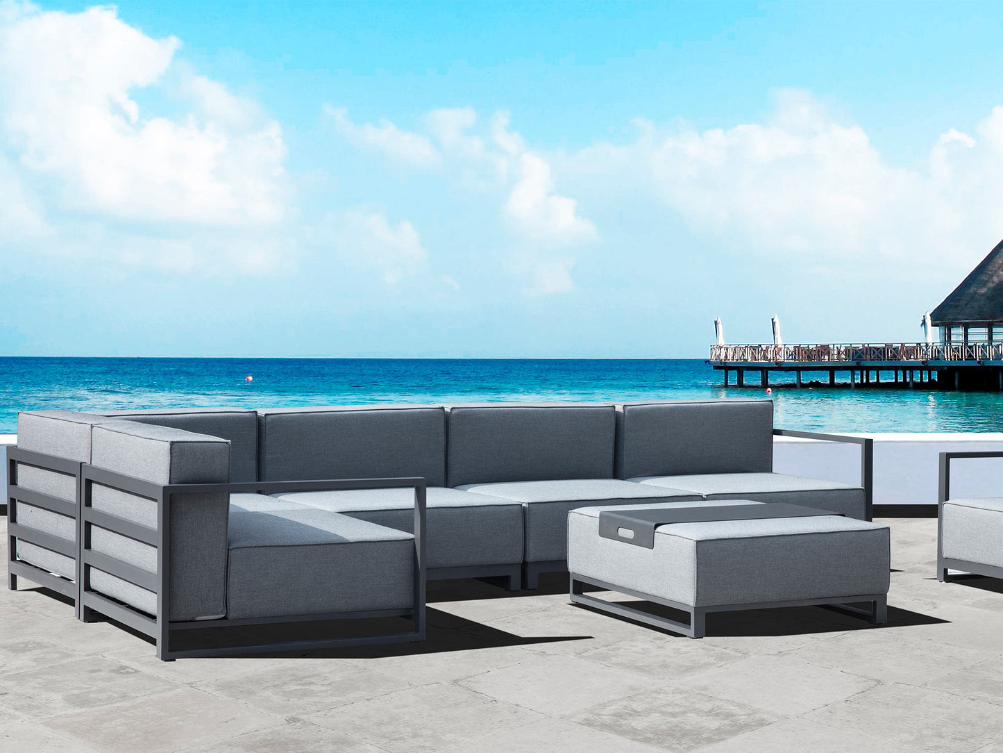 Gray Acrylic Ottoman By Homeroots | Ottomans | Modishstore - 3