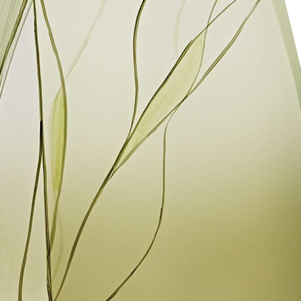 12 Mouth Blown European Made Green Glass Hand Decorated Vase By Homeroots | Vases | Modishstore - 5