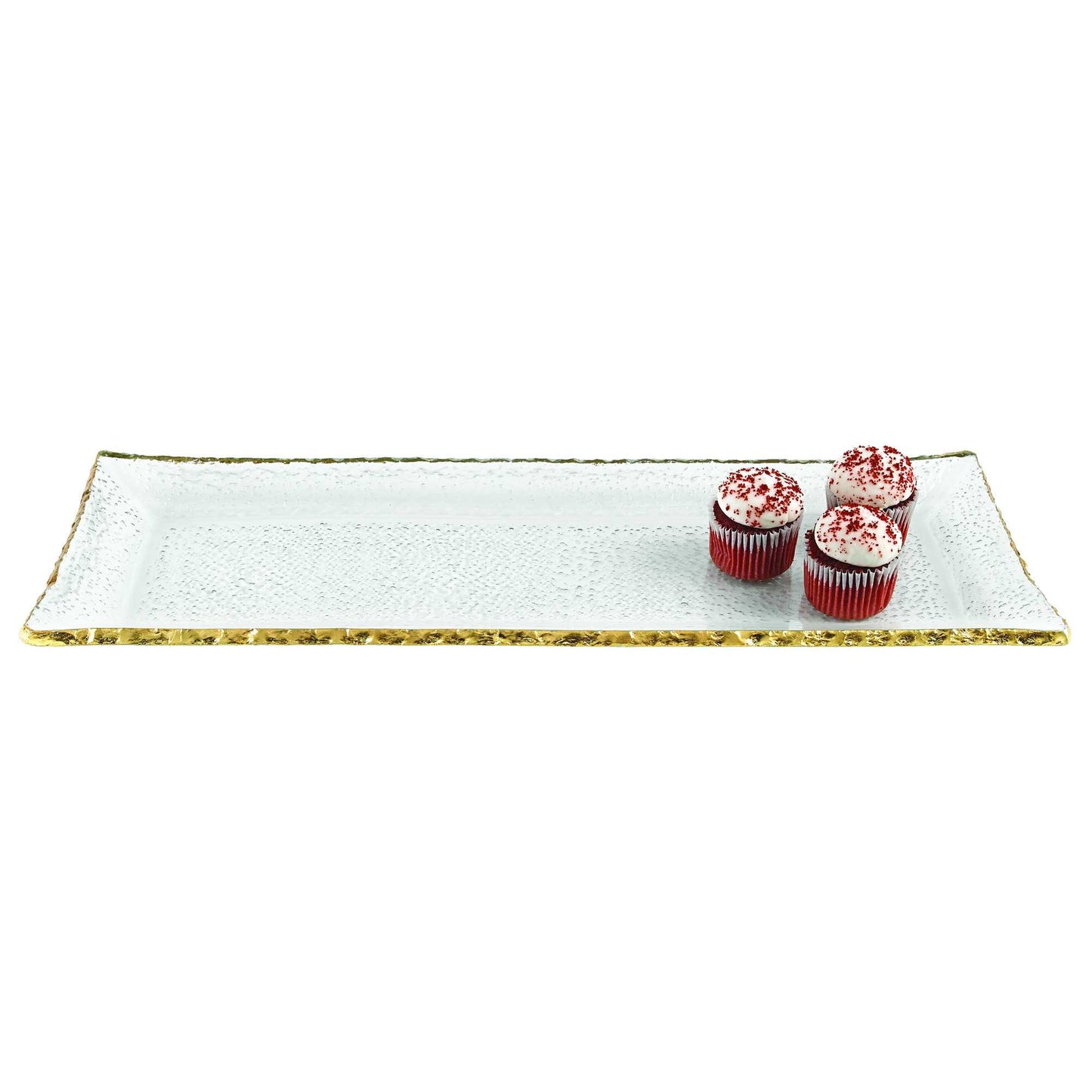 18 Mouth Blown Rectangular Edge Gold Leaf Serving Platter Or Tray By Homeroots | Trays | Modishstore - 2
