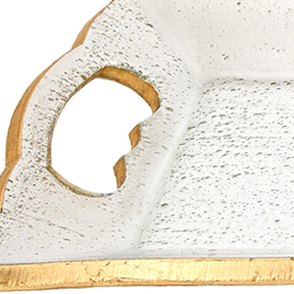 7 X 20 Hand Decorated Scalloped Edge Gold Leaf Tray With Cut Out Handles By Homeroots | Trays | Modishstore - 4